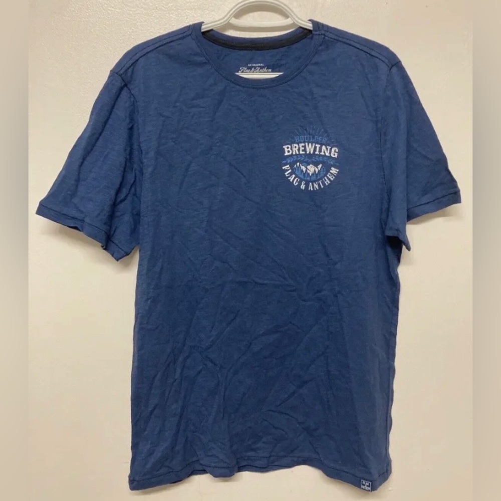 Flag & Anthem Men's Blue Crew Neck Short Sleeve 100% Cotton T-Shirt Size Medium